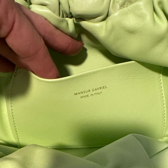 Mansur Gavriel Light Green Ruched Clutch - Picture 6 of 8